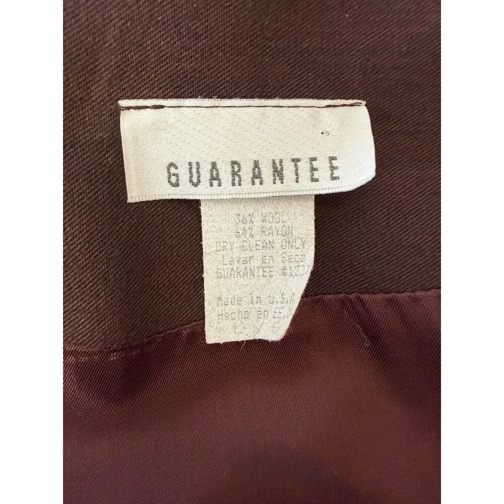Vintage 8o's Guarantee Brown Long Wool Blend Coat LARGE #50213 Made USA - Picture 6 of 12